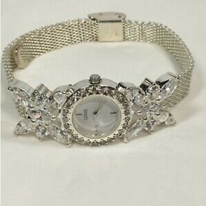 Vintage Lenox sterling silver CRYSTAL BUTTERFLY ladies watch- Needs new battery